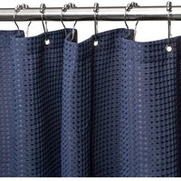 Linghhang - Duschvorhang, Anti-Schimmel-Stoff – 182 x 182 cm (Dunkelblau), strapazierfähiger Duschvorhang mit beschwertem Saum von LINGHHANG