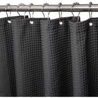 Linghhang - Duschvorhang, Anti-Schimmel-Stoff – 182 x 182 cm (schwarz), strapazierfähiger Duschvorhang mit beschwertem Saum von LINGHHANG