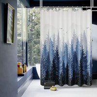 Linghhang - Duschvorhang 180 x 180 cm Blauer Duschvorhang Wasserdichter bedruckter Polyester-Duschvorhang von LINGHHANG