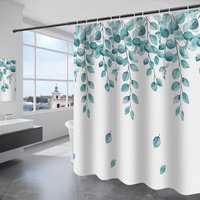 Linghhang - Duschvorhang 180x180CM 12 Haken (Frühlingsstil) Weißer Duschvorhang aus Polyestergewebe Wasserdichter maschinenwaschbarer von LINGHHANG