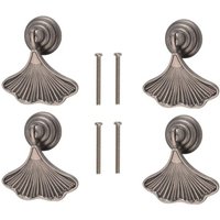 Griff in Ginkgoblattform, 4-teiliger Antiknickel-Anhängergriff, Hardware-Schubladengriff mit einem Loch aus Zinklegierung für Schränke von LINGHHANG