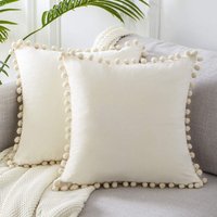 Kissenbezug 45x45 cm Weiß Senf Skandinavische Wohn-/Wohnzimmerdekoration 2er-Set Weicher Samt-Kissenbezug Doppelseitig Rechteckig Einfarbig für von LINGHHANG