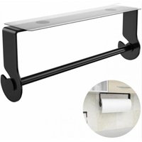 Klebender Papierhandtuchhalter unter dem Schrank, Schwarzer Papierhandtuchhalter für Küche, Bad, Ohne Bohren, Edelstahl, Rostfrei, Schwarz von LINGHHANG