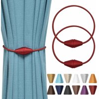 Linghhang - 2er-Pack (Weinrot) handgefertigte magnetische Vorhang-Raffhalter aus gewebtem Seil, praktisch und dekorativ für Fenster zu Hause und im von LINGHHANG