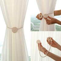 Linghhang - 2er-Pack magnetische Vorhang-Raffhalter im pastoralen Stil, Baumwollseil-Vorhanghalter für das Home Office von LINGHHANG