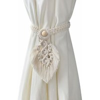 2er-Set handgefertigte böhmische Vorhang-Raffhalter - handgewebte Baumwolle - Cremeweiß 2er-Set handgefertigte böhmische Vorhang-Raffhalter - handgewebte Baumwolle - Cremeweiß von LINGHHANG