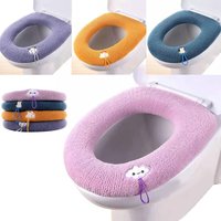 4 Farben) 4er-Pack Toilettensitzbezüge, Toilettensitzauflagen, waschbarer, warmer Toilettensitz aus Stoff, antibakteriell, mit Aufhängeschlaufe, sehr von LINGHHANG