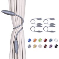 Linghhang - 4er-Pack dekorative Raffhalter für Vorhänge im europäischen Stil mit kreativer Drehung (grau) für Fenster im Home-Office, von LINGHHANG