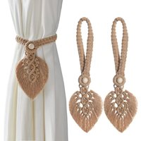 Linghhang - Helles Curry) 2er-Pack Vorhang-Raffhalter, Boho-Vorhanghalter, handgefertigte Vorhanghalter, dekorative Clips, Schnalle für Büro, von LINGHHANG