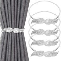 Linghhang - Silber) 4er-Pack einfache Vorhang-Raffhalter, verstellbare Vorhanghalter mit Metallfederseil für Zuhause, Schlafzimmer, Wohnzimmer, Büro von LINGHHANG