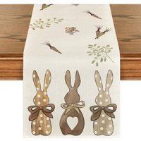 Linghhang - Tischläufer mit Hasen- und Karottenmotiv, waschbar, für Frühling, Dekoration für den Küchentisch, drinnen und draußen, Feiertagsparty, 40 von LINGHHANG
