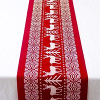 Linghhang - Weihnachtstischdecke, Tischläufer aus Baumwollleinen, Weihnachtstischdekoration, waschbare Tischdecke für Partys, 33 x 183 cm, von LINGHHANG