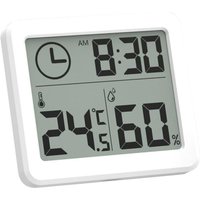 Mini-Digitalthermometer für den Innenbereich, professionelles tragbares Hygrometer mit großem Bildschirm und Uhr, genaues weißes Thermometer, von LINGHHANG