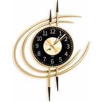 Linghhang - Moderne, leise Wanduhr, XXL-Wanduhr in Gold mit modernem Design, 54 cm, riesige Wanduhr ohne Ticken, Metall-Wanduhren für das Wohnzimmer von LINGHHANG