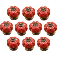 Rot) 10 Stück Keramik-Schubladenknöpfe, Möbelknöpfe für Küchenschubladen und Schränke von LINGHHANG