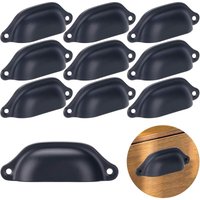 Schubladengriffe im Vintage-Stil aus Eisen und schwarzer Muschel für Schrankschubladen, Medizinschrank, 20 Stück Schubladengriffe im Vintage-Stil aus Eisen und schwarzer Muschel für Schrankschubladen, Medizinschrank, 20 Stück von LINGHHANG