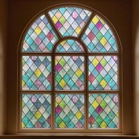 Sichtschutzfolie für Buntglas, Sichtschutzfolie für Fenster, bunte Gittertönung, Regenbogen-Glasaufkleber für Zuhause von LINGHHANG