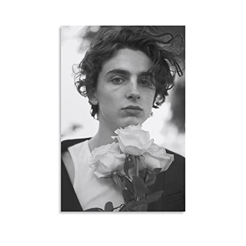 Poster, Poster, Kunstdruck, Leinwand, Motiv: Timothee, Chalamet und Rose, 50 x 75 cm von LINGJING