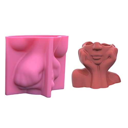 LINGJIONG Gipsformen für das Gesicht, Gipsform, Gesicht-Halterung, Fetttopf-Formen für Dekoration, Blumentopf-Formen in halbem Gesicht von LINGJIONG