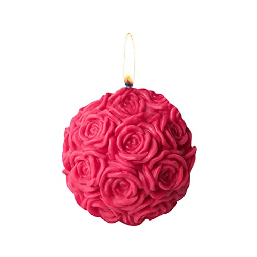 LINGJIONG Rose Ball Silikonform - Große Rosenkugel-Kerzenform,Seifenkerzenwachs-Silikonform, Schokoladenkuchen-Zucker-Silikonformen, Harz-Gips-Dekorationsform von LINGJIONG
