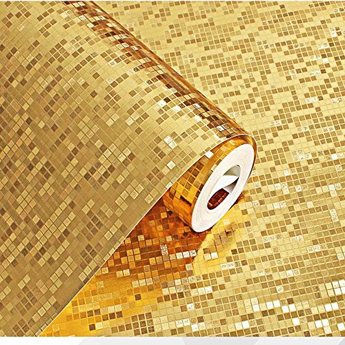 9 Meter 3D Retro Mosaik Dreidimensional PVC Fototapete Top Tapete Wandbilder Bild Tapeten Wand (Gold) von LINGJUN