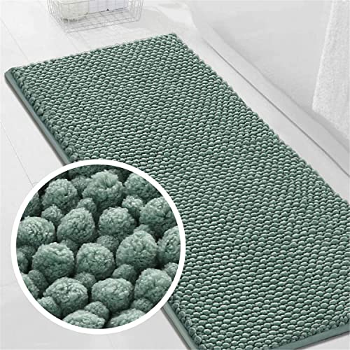 Badvorleger Badematte rutschfest Waschbar Badezimmerteppich Flauschig Badteppich Wasserabsorbierenden Duschvorleger Mikrofaser Duschmatte Chenille Teppich für Badewanne Bad (Aqua,120 x 50 cm) von LINGKY