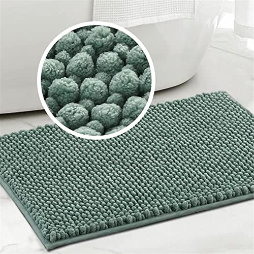 Badvorleger Badematte rutschfest Waschbar Badezimmerteppich Flauschig Badteppich Wasserabsorbierenden Duschvorleger Mikrofaser Duschmatte Chenille Teppich für Badewanne Bad (Aqua,43 x 60 cm) von LINGKY