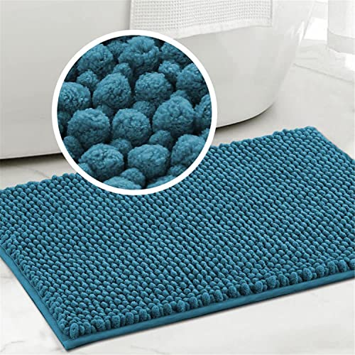 Badvorleger Badematte rutschfest Waschbar Badezimmerteppich Flauschig Badteppich Wasserabsorbierenden Duschvorleger Mikrofaser Duschmatte Chenille Teppich für Badewanne Bad (Türkis,50 x 80 cm) von LINGKY