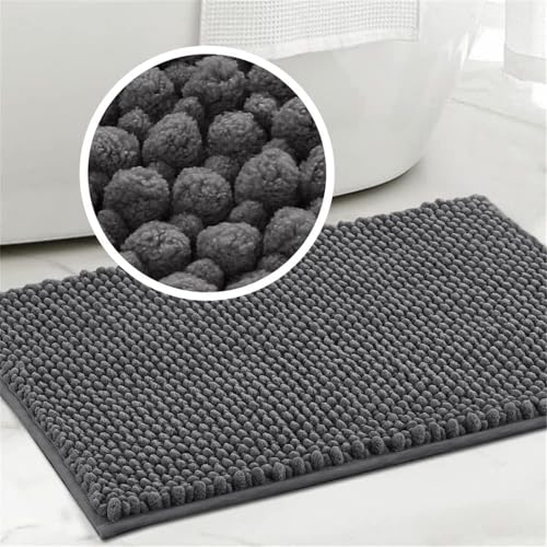 LINGKY Badematte rutschfest 50x80 cm Chenille Badezimmerteppich Saugfähige Badteppich Waschbar Badvorleger Bad Teppich Badezimmer Duschvorleger Badematte Grau LINGKY Badematte rutschfest 50x80 cm Chenille Badezimmerteppich Saugfähige Badteppich Waschbar Badvorleger Bad Teppich Badezimmer Duschvorleger Badematte Grau von LINGKY