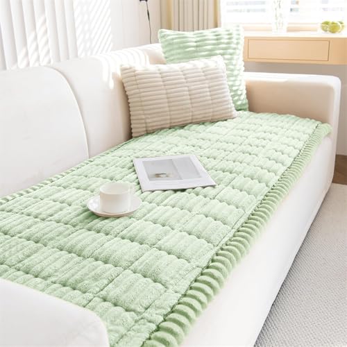 LINGKY Dicker Sofa überzug Waschbar - Weiches Kord Couch überzug 2 3 4 Sitzer, Anti-Rutsch Sofabezug, Universal Sofa Cover Sofaüberwürfe Sofaschoner rutschfest für Wohnzimmer (Grün,90x160cm) von LINGKY