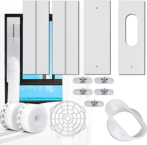 LINGKY Fensterabdichtung Platte für Mobile klimageräte, Einstellbare Fenster Kit Platte für Abluftschlauch mit Durchmesser 13/15cm, für vertikal/horizontal Schiebefenster (13CM Schlauch | 43-152cm) von LINGKY