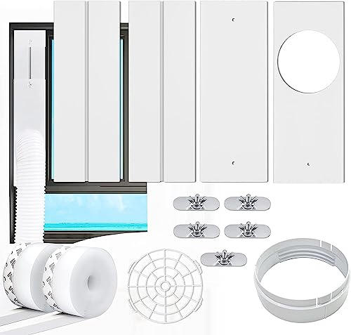 LINGKY Fensterabdichtung Platte für Mobile klimageräte, Einstellbare Fenster Kit Platte für Abluftschlauch mit Durchmesser 13/15cm, für vertikal/horizontal Schiebefenster (15CM Schlauch | 43-152cm) von LINGKY