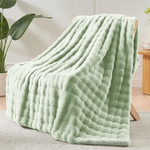 LINGKY Kuscheldecke Flauschig Decke - Weiche Plüsch Kuscheldecke Grün, Kuschelig Decke Bettdecken, 1000GSM Kaninchen Kunstfell Leichte Decken Warme Flauschige Decke für Couch Bett Sofa 130x160cm LINGKY Kuscheldecke Flauschig Decke - Weiche Plüsch Kuscheldecke Grün, Kuschelig Decke Bettdecken, 1000GSM Kaninchen Kunstfell Leichte Decken Warme Flauschige Decke für Couch Bett Sofa 130x160cm von LINGKY