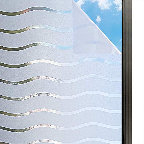 LINGKY Mattierte Fensterfolie Sichtschutzfolie Dekorative Glasfensteraufkleber Kein Kleber Statische Frische Fensterfolie Haushalt Bad Büro UV-Schutz (60x200cm) von LINGKY
