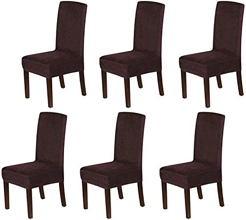 LINGKY Stuhlhussen 6er Set, Stuhlhussen für Esszimmerstühle, Stretch Samt Stuhlschoner Abnehmbarer Waschbarer, Stuhlbezug Universal für Esszimmer, Hotel, Bankett, Partys Deko von LINGKY