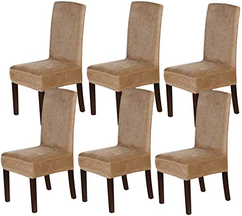 LINGKY Stuhlhussen 6er Set, Stuhlhussen für Esszimmerstühle, Stretch Samt Stuhlschoner Abnehmbarer Waschbarer, Stuhlbezug Universal für Esszimmer, Hotel, Bankett, Partys Deko von LINGKY