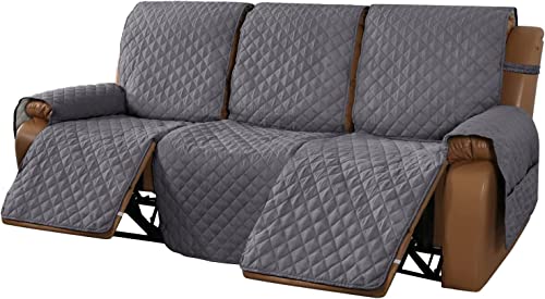 Sesselschoner Sesselauflage Relax mit Taschen, Fernsehsessel Schutzbezug Anti-Rutsch, Relaxsessel Bezüg Sesselüberzug für Zuhause mit Kindern und Haustieren Hund (Grau,3-Sitzer/Sofa) von LINGKY