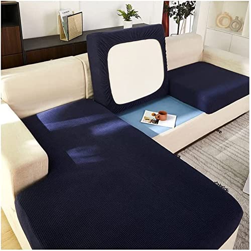 LINGKY Sofa Sitzkissenbezug, Stretch Sofabezug Sofasitzbezug für Wohnzimmer Schnittsofa, Couch kissenbezüge mit elastischer Unterseite, Husse Überzug Bezug für Sofa Sitzkissen (Marine,3-Sitzer) von LINGKY