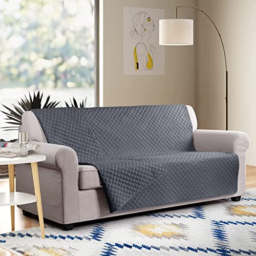 LINGKY Sofa Sitzkissenbezug Reversible Hundebett bezug wasserdichte Sofa Überzug für L Form Sofaschoner Chaiselongue Ecksofa Schonbezüge Wohnzimmer Sessel Hunde Haustiere (Dunkelgrau,132x208 cm) von LINGKY