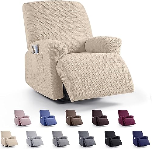 LINGKY Stretchhusse für Relaxsessel, Sesselschoner mit Tasche, 1 Sitzer, Beige, Waschbar von LINGKY