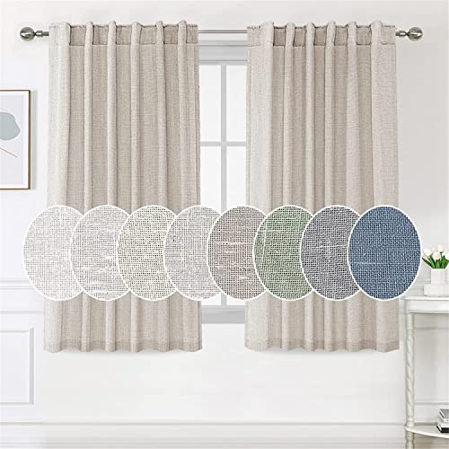 LINGKY Vorhänge Halbtransparent Voile Gardinen mit Stangendurchzug 2er Set Wohnzimmer Gardinen Leinenoptik Schlaufenvorhang für Schlafzimmer Bauernhaus Wohnzimmer (Angora,2X 132x160 cm) von LINGKY