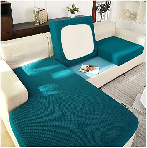 Sofa Sitzkissenbezug, Stretch Sofabezug Sofasitzbezug für Wohnzimmer Schnittsofa, Couch kissenbezüge mit elastischer Unterseite, Husse Überzug Bezug für Sofa Sitzkissen (Deep Teal,Großer 1-Sitzer) von LINGKY