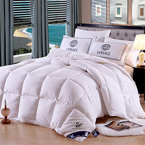 Winter Verdickung White Goose Feather & Daunenbettdecke Quilt, 100% Baumwolle Anti Dust Mite & Daunendichtes Gewebe - Mit Füllgewicht 3000g, Atmungsaktiv Und Hautfreundlich (Weiß,150x200cm 4kg) von LINGKY
