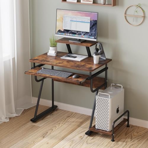 LINGMI Gaming Computertisch, Home Office Kleiner Schreibtisch mit Monitorständer, Rustikaler Schreibtisch, Zerlegbarer Computerturmständer, Verstellbarer Stauraum, Modernes Design Ecktisch LINGMI Gaming Computertisch, Home Office Kleiner Schreibtisch mit Monitorständer, Rustikaler Schreibtisch, Zerlegbarer Computerturmständer, Verstellbarer Stauraum, Modernes Design Ecktisch von LINGMI