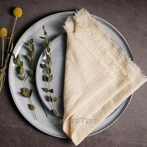 LINGMO 10 Stück Servietten Rustikale Baumwollgaze 41 cm Serviette Musselin Geschirrtuch Abendessen Retro Seihtuch Hochzeit Partyzubehör Leinentisch von LINGMO