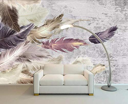 Fototapete 3D Effekt Tapeten Zement Textur Feder Vliestapete Wandbilder Wallpaper Dekoration von LINGMural