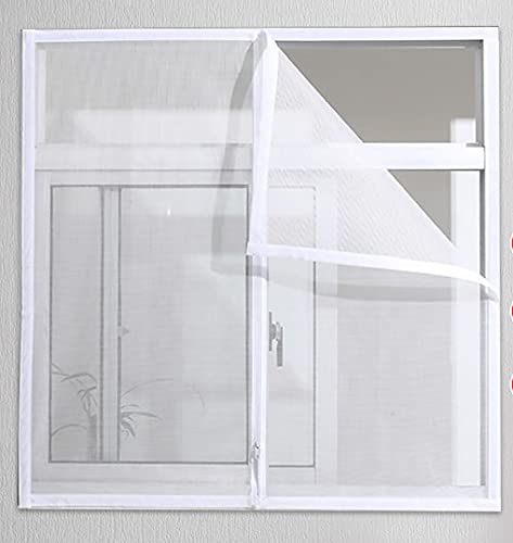 Fensterschutz für Katzennetz mit Reißverschluss, Fliegengitter gegen Mücken und Insekten, mit Selbstklebendem Klebeband(Benutzerdefinierte Größe) von LINGXIYA