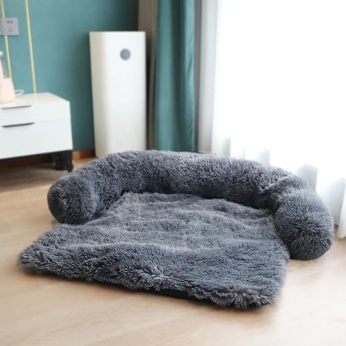 LINGXIYA Grosse Hundesofa Hundekissen, Hundebett Flauschig, Warm und Komfortabel Hundebetten, Waschbar, Rutschfester Hundematte, Couchabdeckung für Große, Mittelgroße Hunde, Dunkelgrau von LINGXIYA