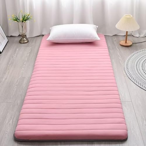 LINGYANG1115 Einzelne dicke 5 cm dicke Bodenmatratze, weiche japanische Tatami-Matratze, tragbare rollbare faltbare Isomatte, Haushalts-Camping-Sofa-Pad (blau, 80 x 190 cm) (Rosa) von LINGYANG1115