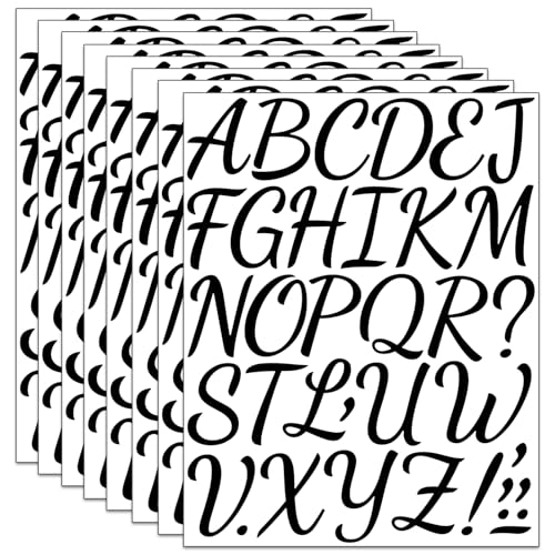 8 Blätter Buchstaben Aufkleber Groß (5 cm),288 Stücke Vinyl Selbstklebende Buchstaben Aufkleber, Wasserfester Sticker für Postfach,Scrapbooking,Adressnummer,DIY Handwerk (Schwarz) von LINGYUEDUO